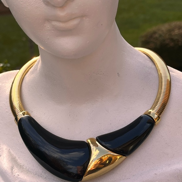 Vintage Napier Jet Collection gas pipe/omega chain collar necklace.Signed.